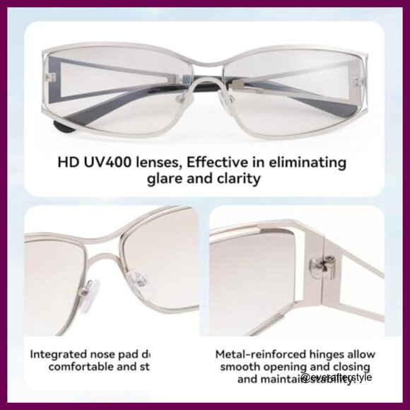 Metal Wrap Around Retro Y2K Sunglasses UV400 Protection Unisex